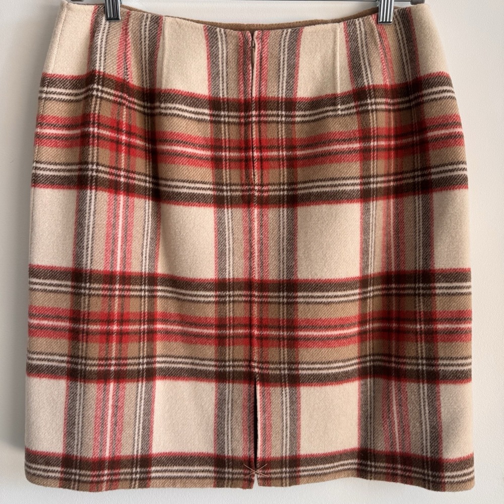 Vintage Pendleton Plaid & Camel Brown Reversible Skirt Size 16 Wool Preppy - Picture 3 of 7